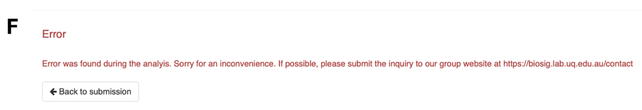 Figure F - Error Page