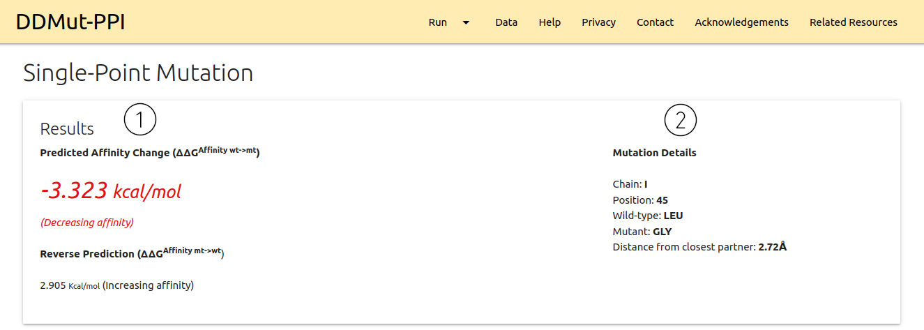 DDMut-PPI Single Mutation Prediction page 1
