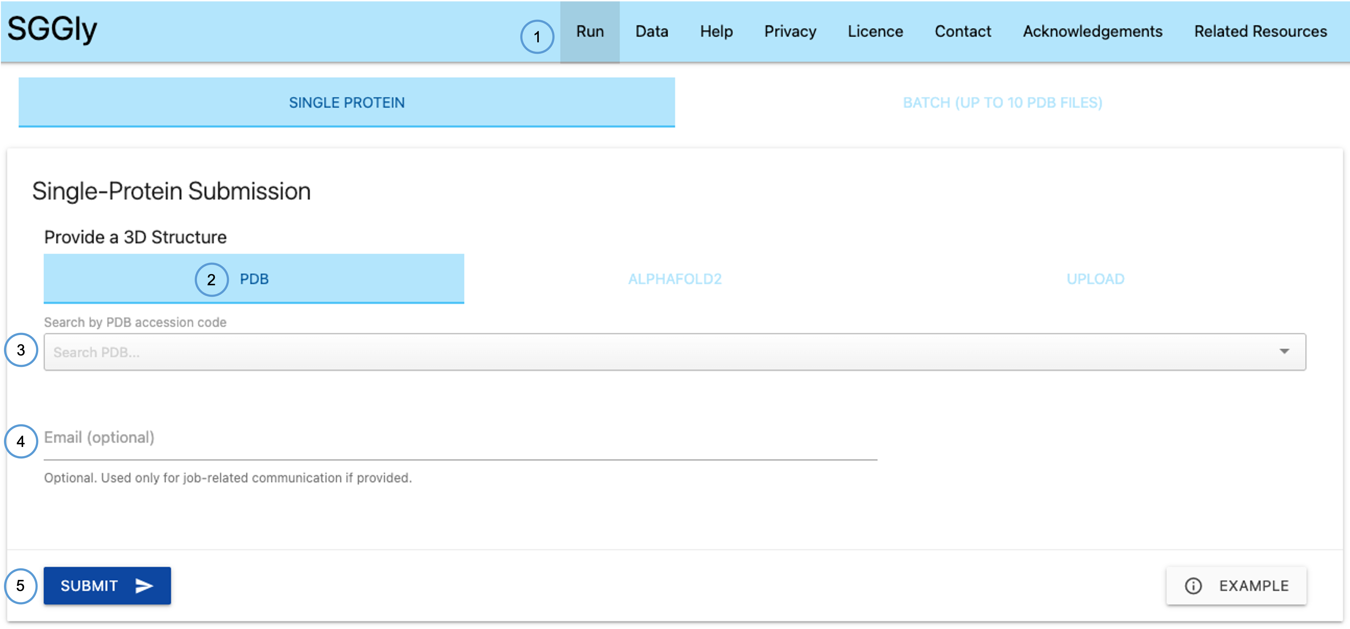 Single-protein submission — PDB tab