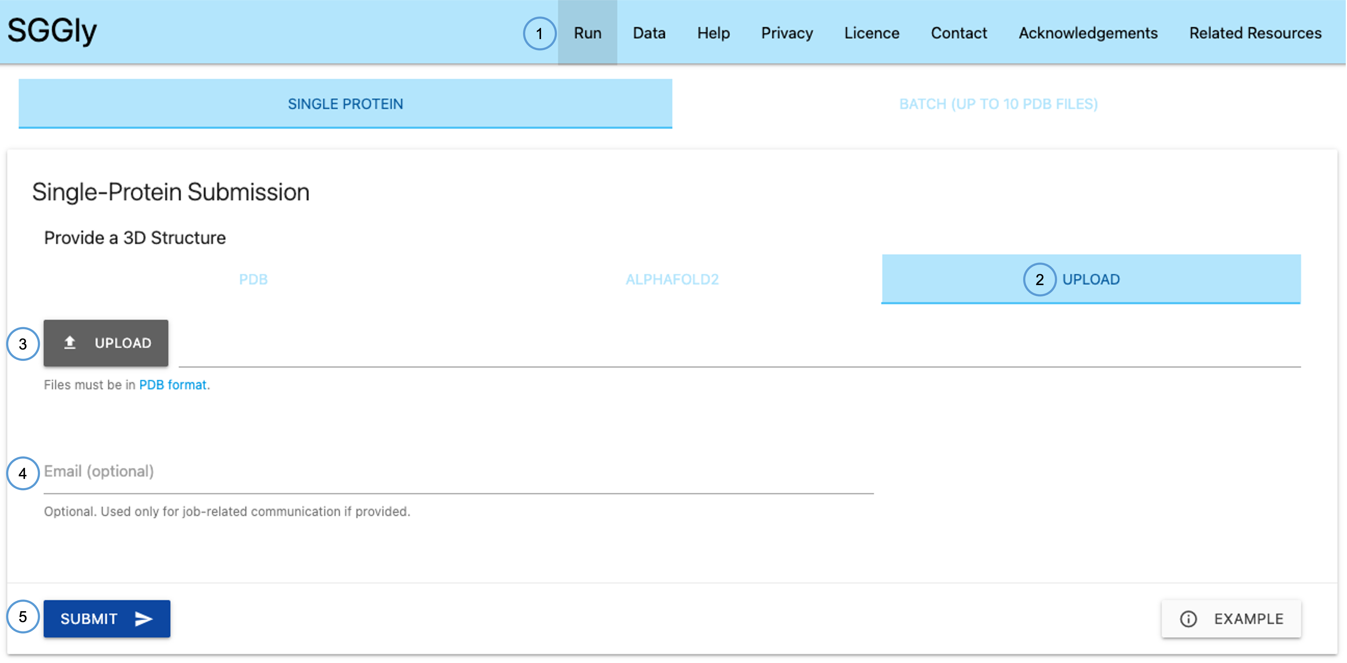 Single-protein submission — Upload tab